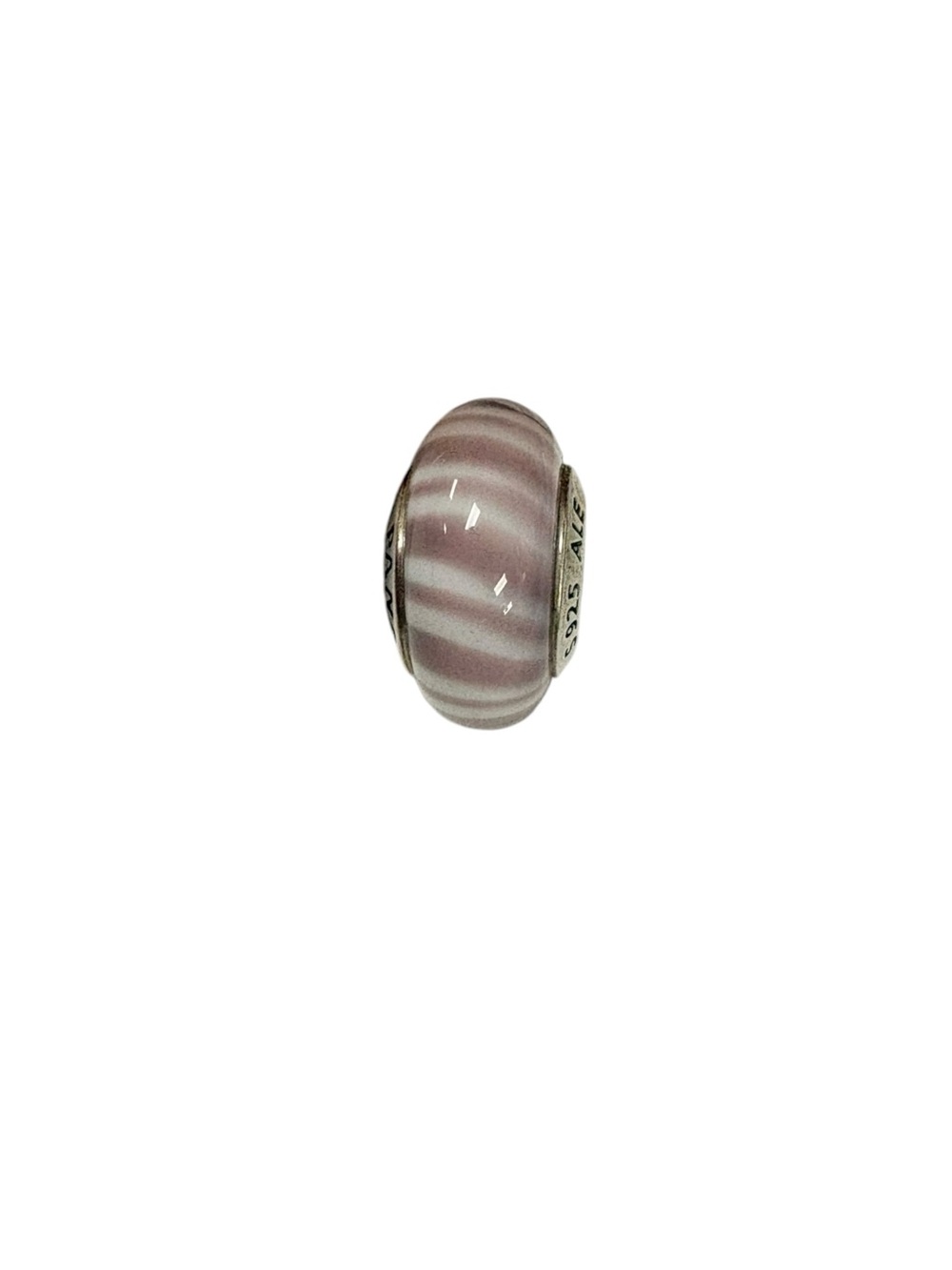 Pandora Sterling Pink Swirl Glass Charm Bead